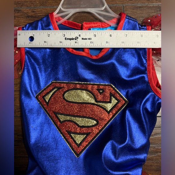 DC Comic Superwoman Tutu Dress Toddler 4 XS Glittery Polka Dot Like New - Picture 7 of 7